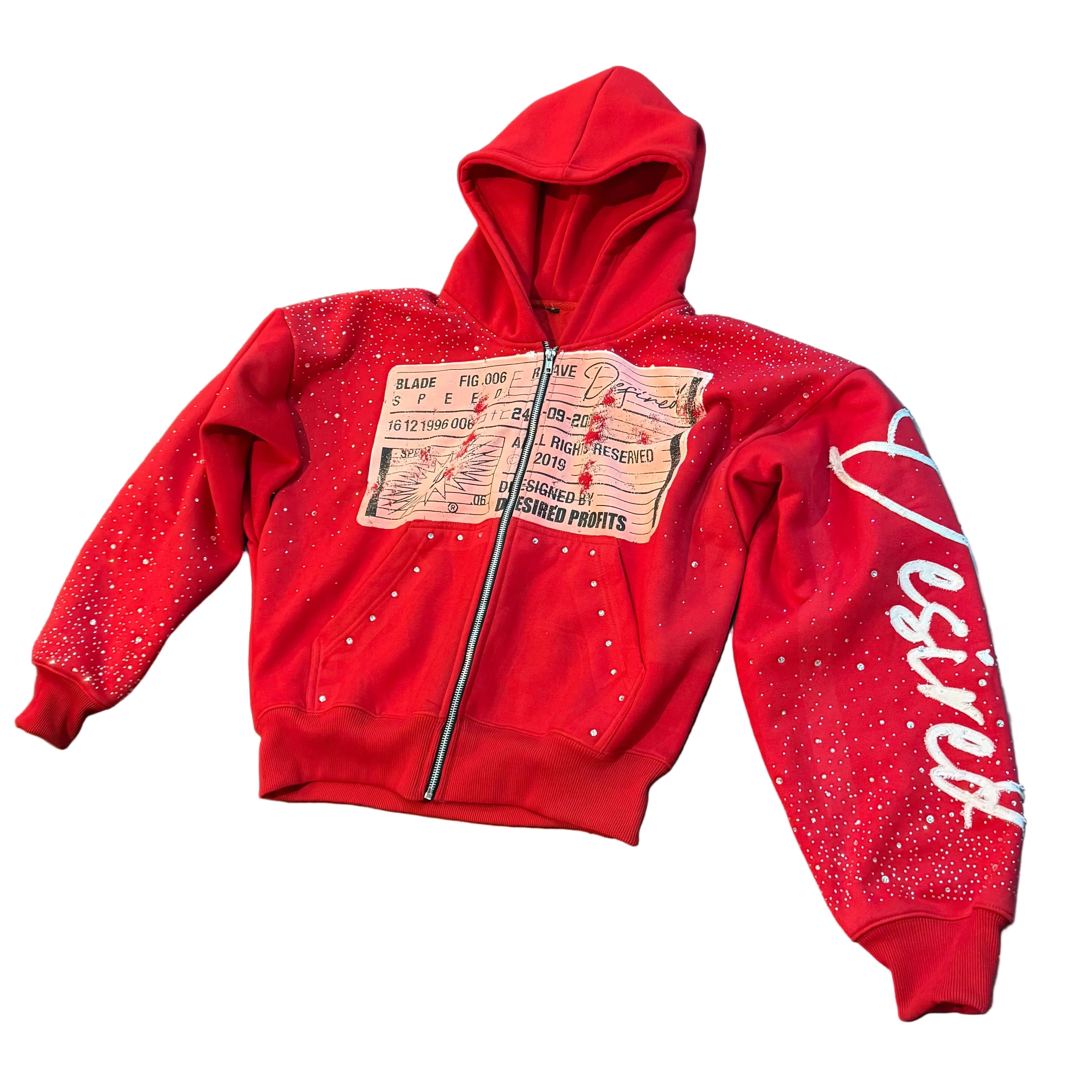 Rhinestone Red Hoodie